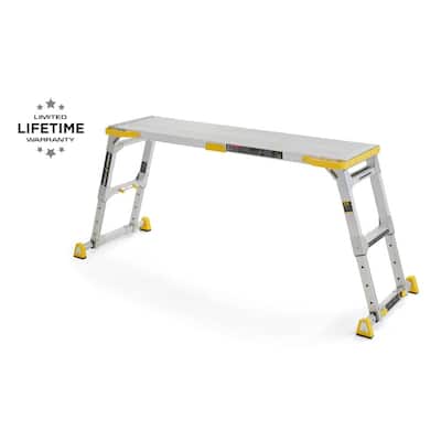 4.58 ft. x 2.52 ft. Aluminum Heavy-Duty Adjustable-Height PRO Slim-Fold Work Platform, 375 lbs. Load Capacity