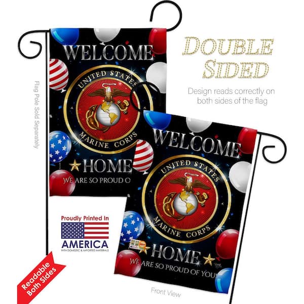 Breeze Decor Welcome Home Marine Corp Garden Flag Double-Sided ...