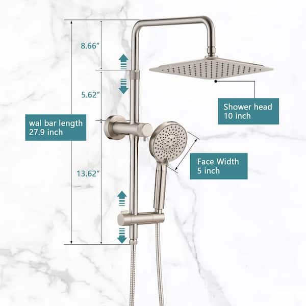 YASINU 9-Spray Wall Mount Dual Rain Shower Head and Handheld