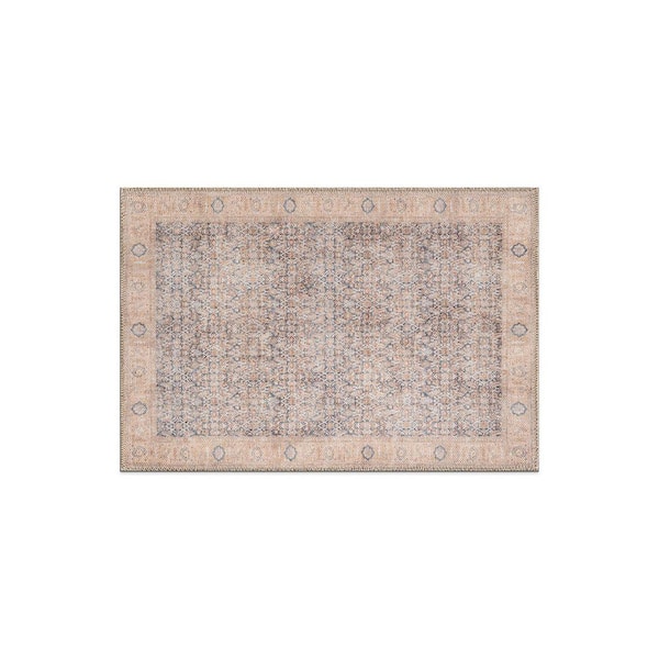 Elise Distressed Machine Washable Blue 2 ft. x 3 ft. Area Rug