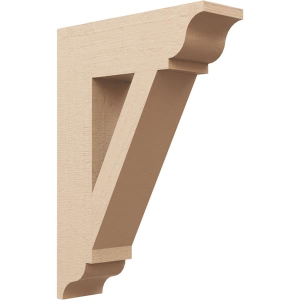 Ekena Millwork 5.5 in. x 28 in. x 20 in. Traditional Traditional Rough Cedar Woodgrain Timberthane Polyurethane Bracket, Primed Tan