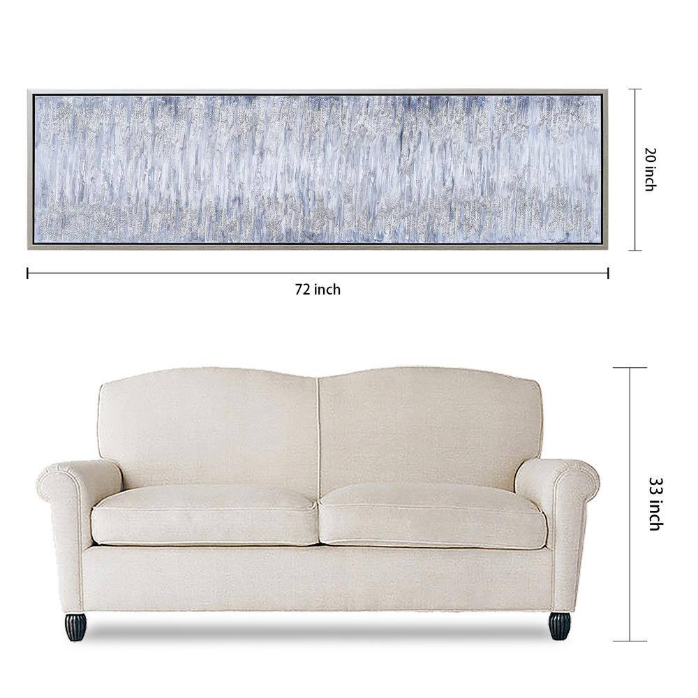 Gray Field Textured Metallic Abstract Canvas Wall Art with Champagne Frame