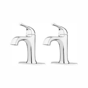 Ladera Single Handle Single Hole Bathroom Faucet with Deckplate Included in Polished Chrome (2-Pack)