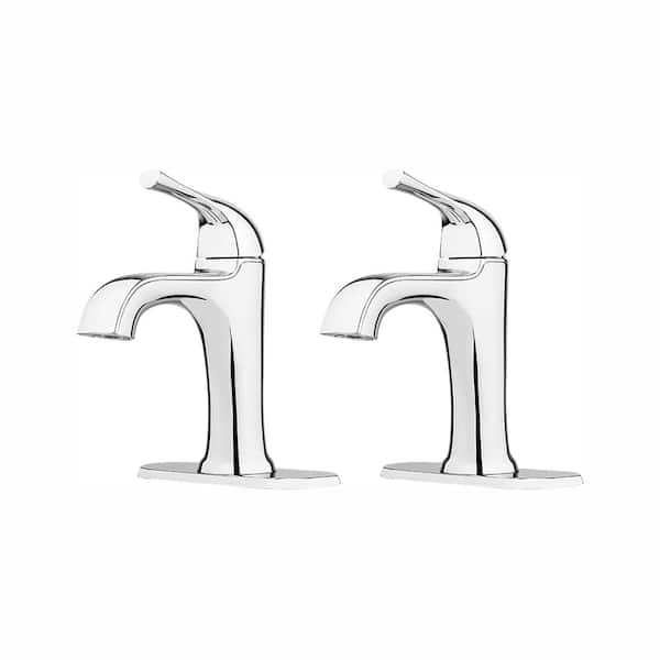 Pfister Ladera Single Handle Single Hole Bathroom Faucet with Deckplate Included in Polished Chrome (2-Pack)