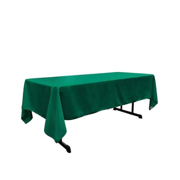 LA Linen Polyester Poplin 60 in. x 120 in. Teal Rectangular Tablecloth