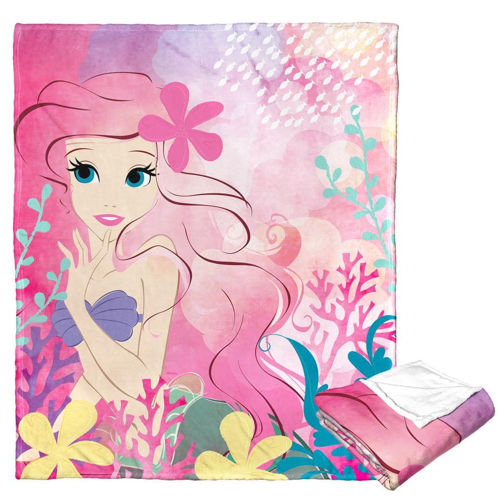 THE NORTHWEST GROUP Disney Little Mermaid Classic Watercolor Princess Silk Touch Multi-Colored Throw Blanket