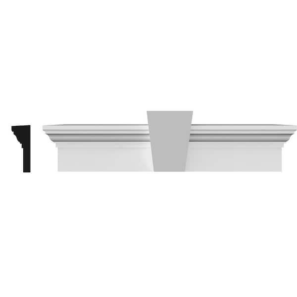 Ekena Millwork 1 in. x 96 in. x 6 in. Polyurethane Crosshead Moulding with Flat Keystone