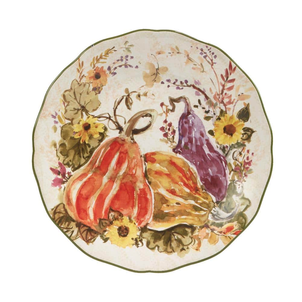 Harvest Floral Ceramic Round Dessert Plates, Set of 4