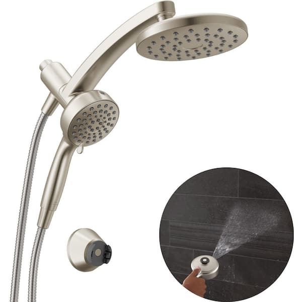 PivotPro ProClean 3-in-1 6-Spray Wall Mount Dual Fixed and Handheld Shower Head 1.75 GPM in Spotshield Brushed Nickel