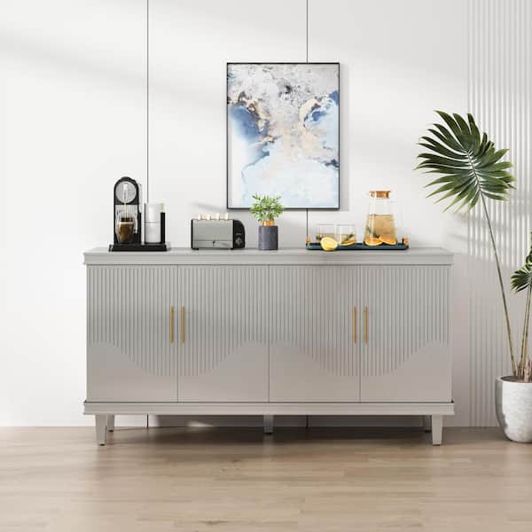 Tahanbath 59.84 in. Large Size 4-Door Cabinet, Same as Living Room, Kitchen, Bedroom, Hallway (Champagne)