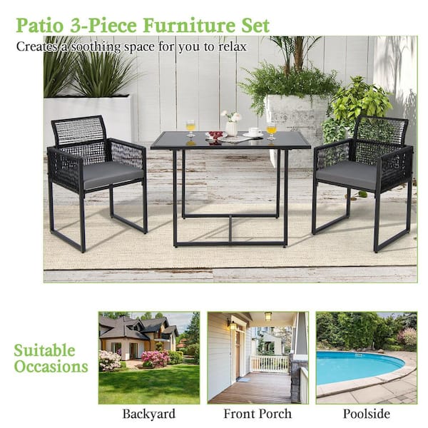 Costway 3 pcs folding discount garden patio table chairs set