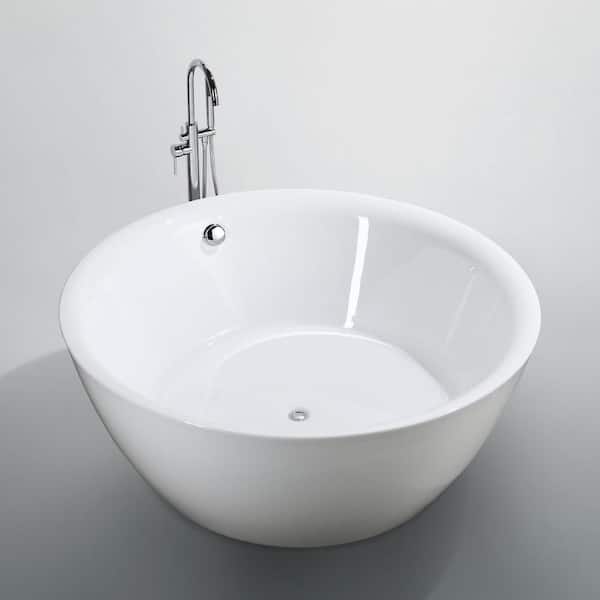 Pescara 59.04 in. Acrylic Flatbottom Non-Whirlpool Freestanding Bathtub in Glossy White Pescara 59.04 in. Acrylic Flatbottom Non-Whirlpool Freestanding Bathtub in Glossy White