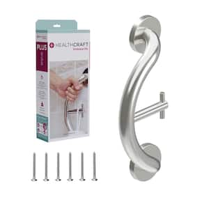 Plus, 14 in. Concealed Screw Grab Bar And Towel/Robe Hook, Decorative Grab Bar ADA Compliant in Brushed Stainless