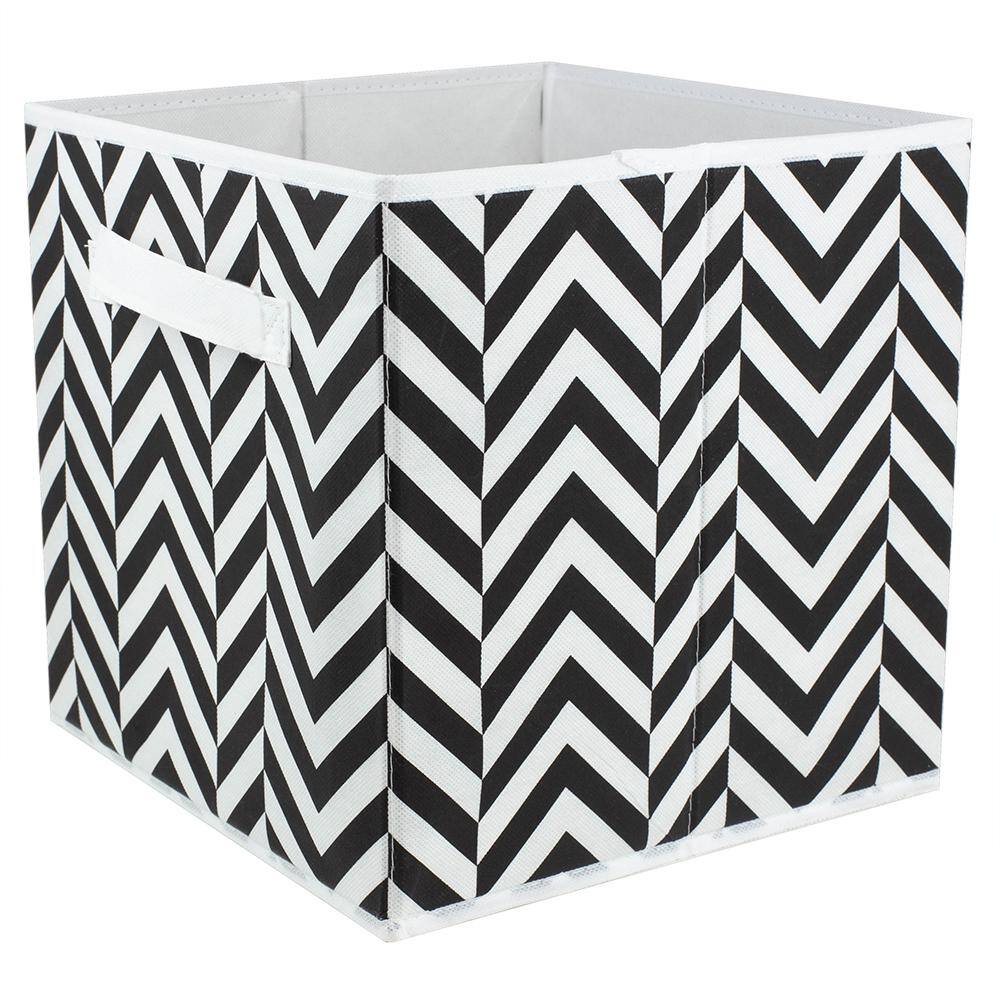 10.5 in. H x 10.62 in. W x 10.62 in. D Black Fabric Cube Storage Bin HDC51554 The Home Depot