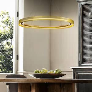 33 in. Modern and Contemporary Integrated LED Ring Chandelier in Antique Gold Finish