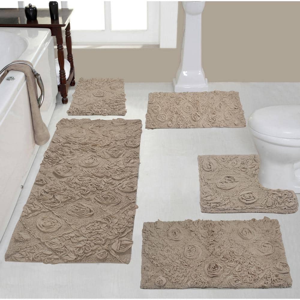 3 PC Embroidery Design Bathroom Bath Mat Set Includes 1 Rug for Bathroom  Floor