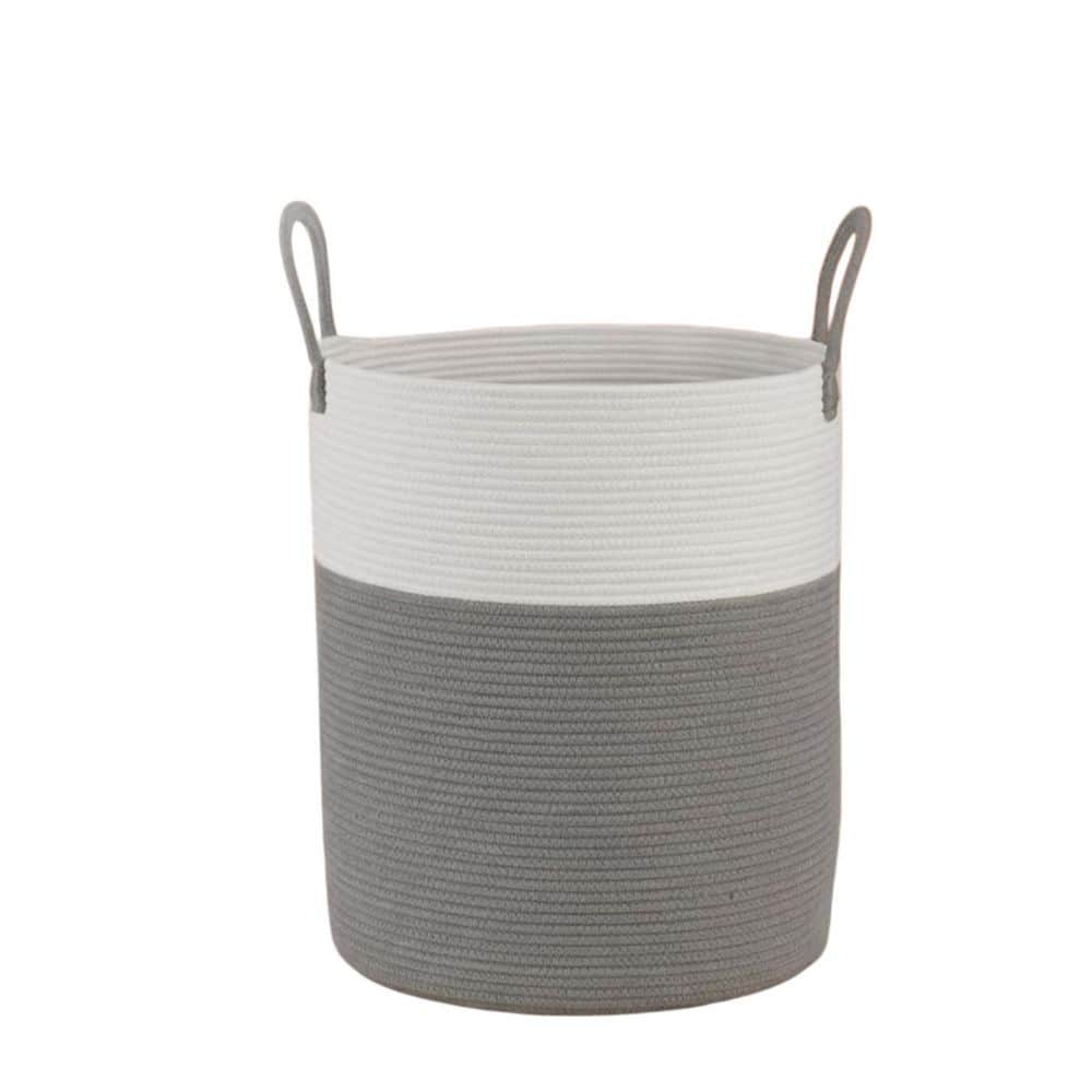 Gray/White 15 in x 20.5 in Cotton Decorative Basket With long handles,60L Cotton Rope Woven Basket price history on PriceWatchPro