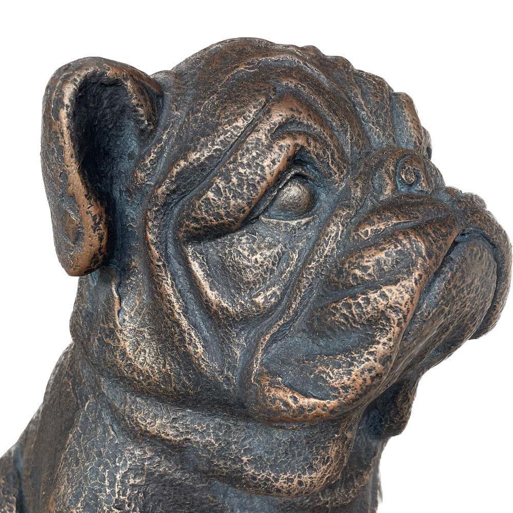 16" Copper-Look Resin Bulldog Garden Statue