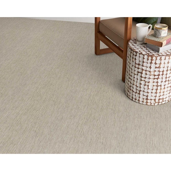Borderline Ashwood Beige 12 ft. 42 oz. Wool Pattern Installed Carpet