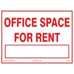 18 in. x 12 in. Office For Rent Sign Printed on More Durable Thicker Longer Lasting Styrene Plastic