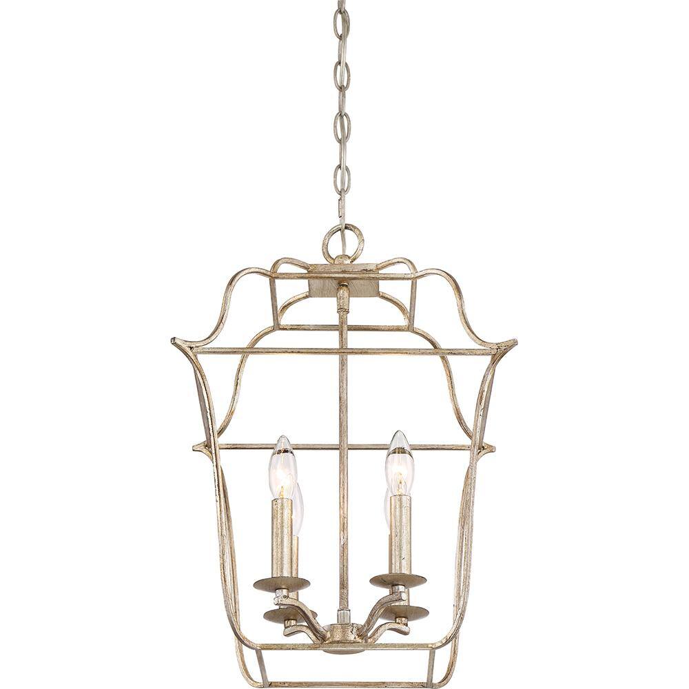 Century Silver Leaf 4-Light Lantern Chandelier