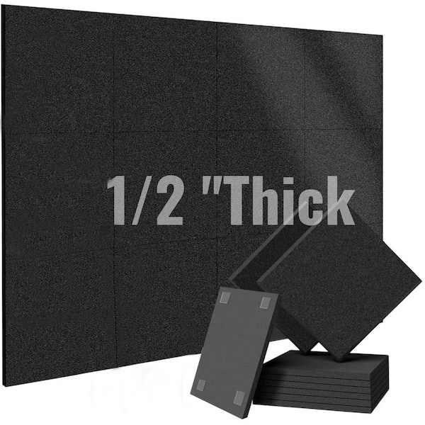Unbranded 12-Pack Large 11.8x11.8 Cork Bulletin Board with 48 Removable Adhesive Tabs Extra Thick Black 12 Sheets