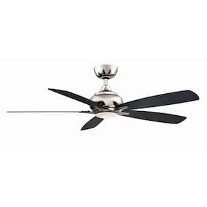 Doren 52 in. Integrated LED Polished Nickel Ceiling Fan with Opal Frosted Glass Light Kit and Remote Control