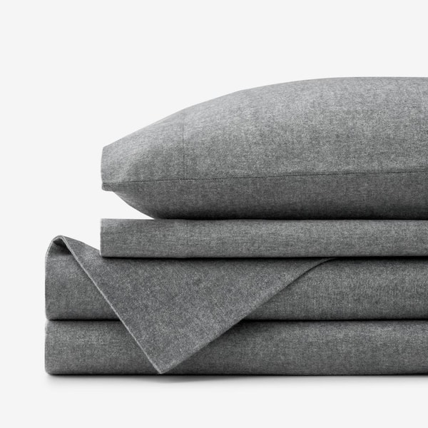 The Company Store Legends Hotel Bromley Yarn-Dyed 3-Piece Smoke Velvet Cotton Flannel Twin XL Sheet Set