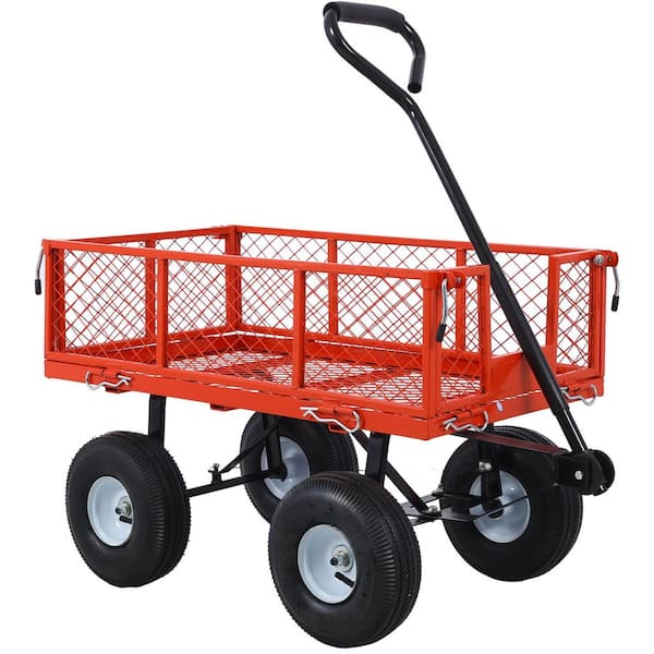 3 cu. ft. Red Steel Garden Cart