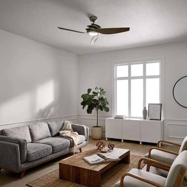 Spyra 62 in. Indoor Antique Pewter Downrod Mount Ceiling Fan with Integrated LED with Wall Control Included