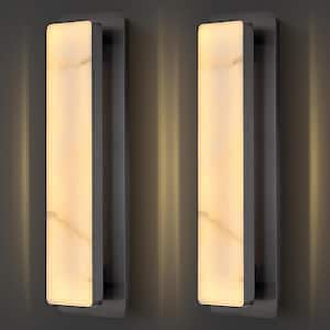 20in.1-Light 2-Piece Black LED Wall Sconce,Luxury High-End Natural Alabaster Wall Sconce for Bedroom,Hallway,Living Room