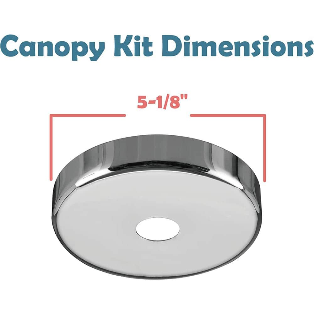 Chrome Finish Chandelier Fixture Canopy Kit, 5-1/8" Diameter, 2 Pack