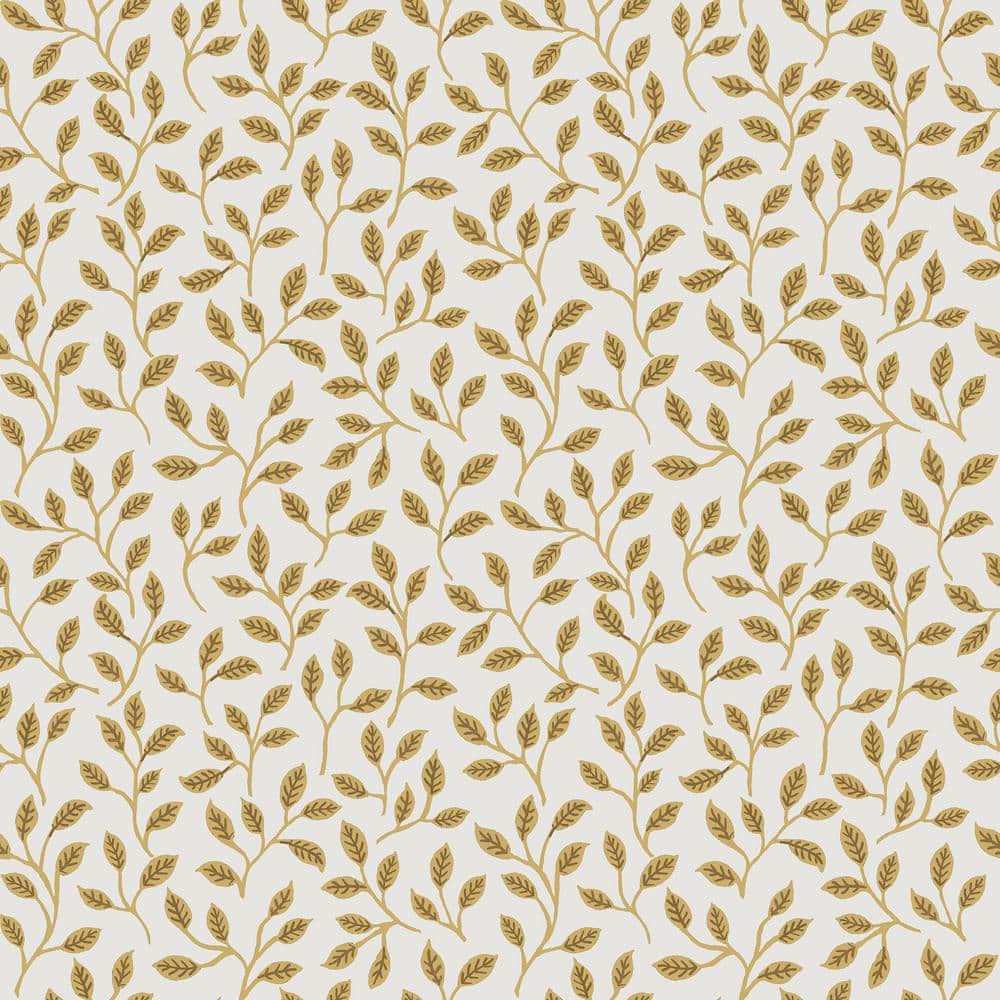 Into The Wild Gold Metallic Trailing Leaf Non-Pasted Non-Woven Wallpaper Ro