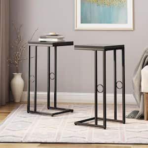 Bader 13.5 in. x 28.75 in. Black C Table Marble End Table