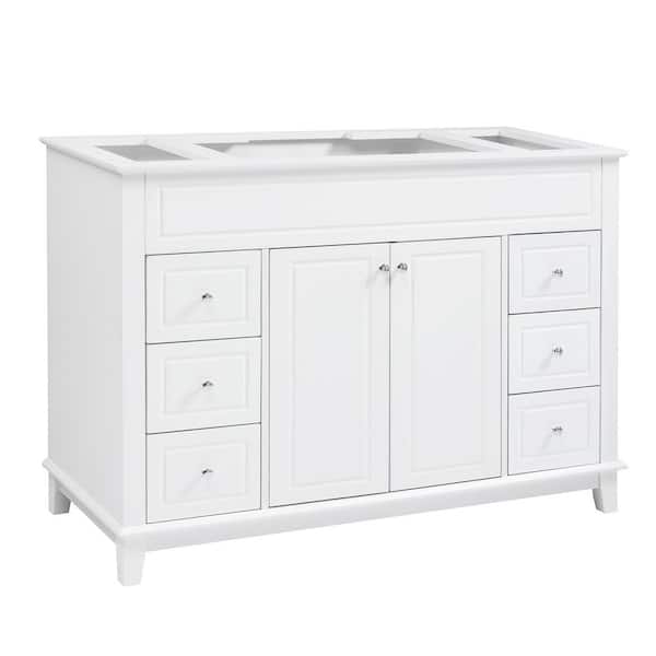 Xarvis Modern 45.75 in. Bath Vanity Cabinet without Top in White Soft-Close Drawers and Double Doors with 2-Tier Shelves