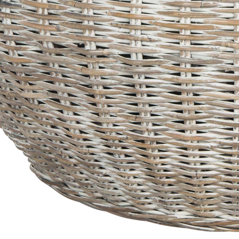 Grey White Wash Mango Wood Drum Cocktail Table