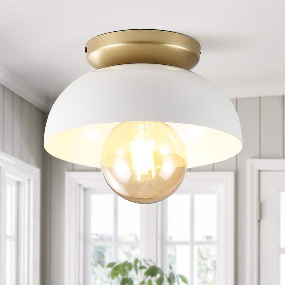 Paulina 8.5" White and Gold LED Flush Mount Ceiling Light