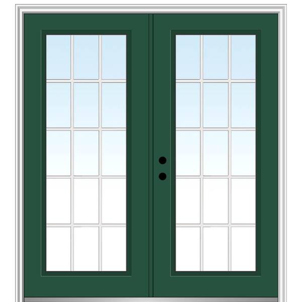 MMI Door 60 in. x 80 in. White Internal Grilles Right-Hand Inswing Full Lite Clear Glass Painted Steel Prehung Front Door