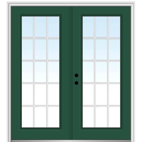 MMI Door 64 in. x 80 in. White Internal Grilles Right-Hand Inswing Full Lite Clear Glass Painted Steel Prehung Front Door