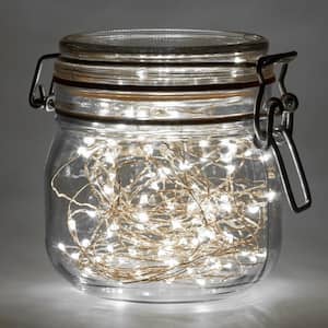 Battery Operated LED Waterproof Mini String Lights with Timer (50ct) Cool White (Set of 2)