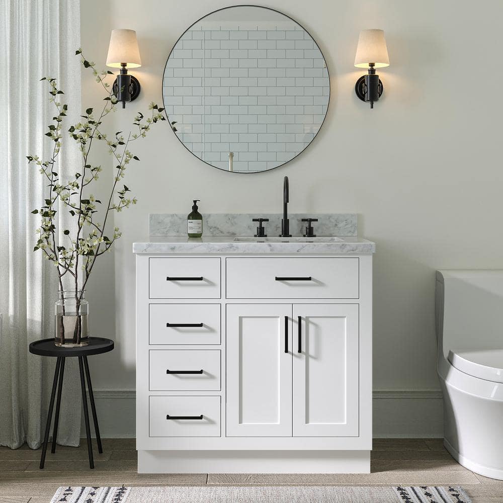 Hepburn 36" White Freestanding Single Basin Vanity with Quartz Top