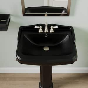 23 in. W x 19 in. D Rectangular Vitreous China Bathroom Pedestal Sink in Black with 4 in. Centerset Faucet Holes