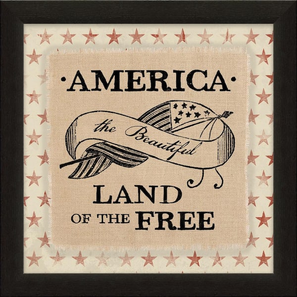 Unbranded Vintage Patriotic Collection "American Land of the Free" By Carpentree Framed Natural Canvas