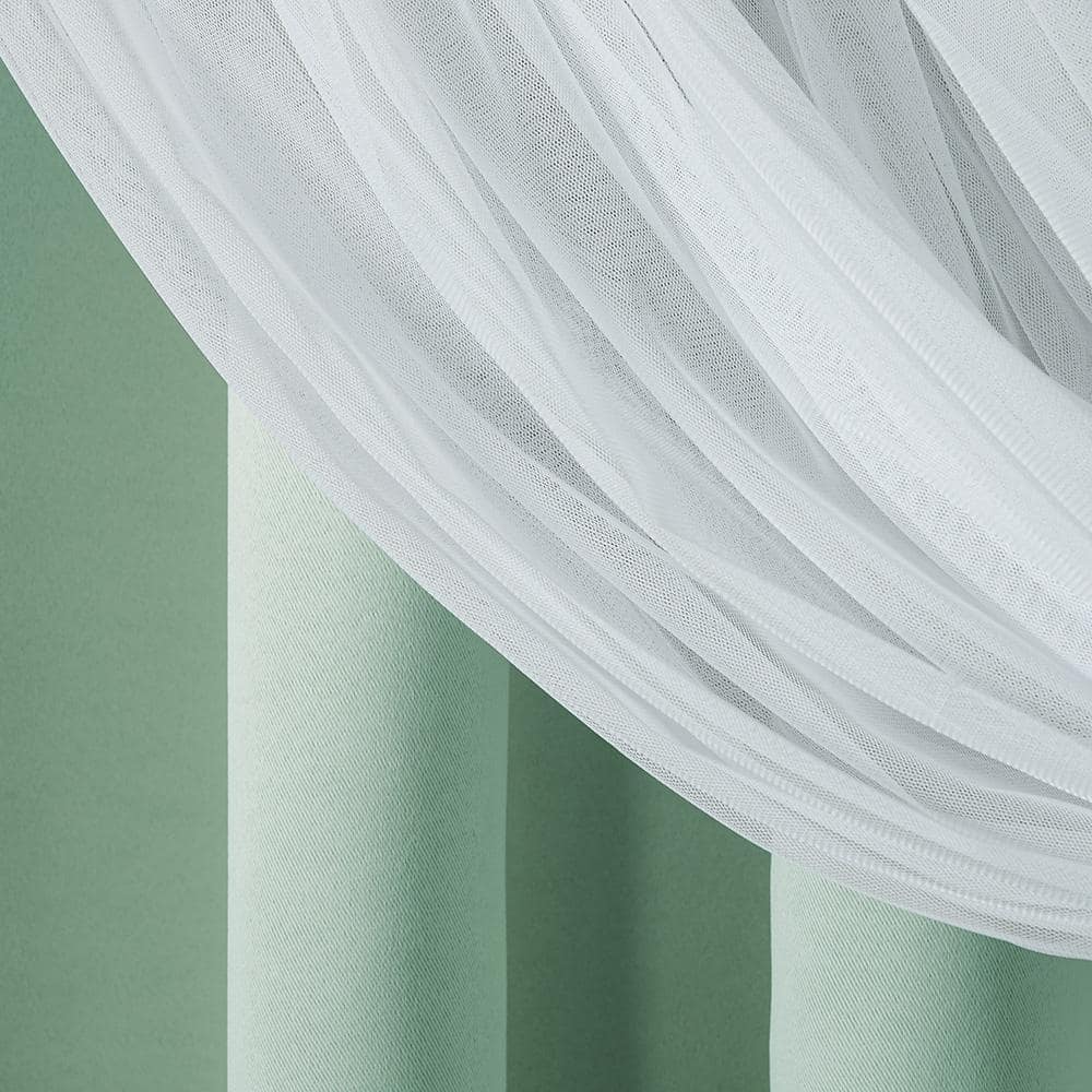 Aqua and Cloud Gray Layered Blackout Sheer Grommet Curtains