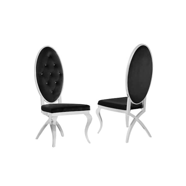 Best Quality Furniture Ben Black Velvet Dining Chairs (Set of 2)