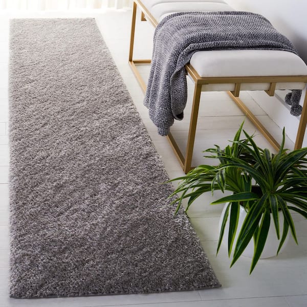 Tahoe Shag 2 ft. x 9 ft. Gray Modern Solid Runner Rug