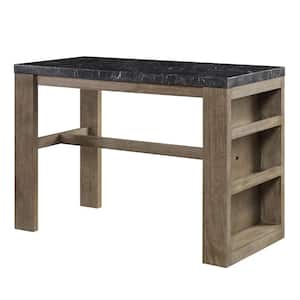 51 in. Rectangle Brown Oak Marble with Wood Frame (Seats-4)