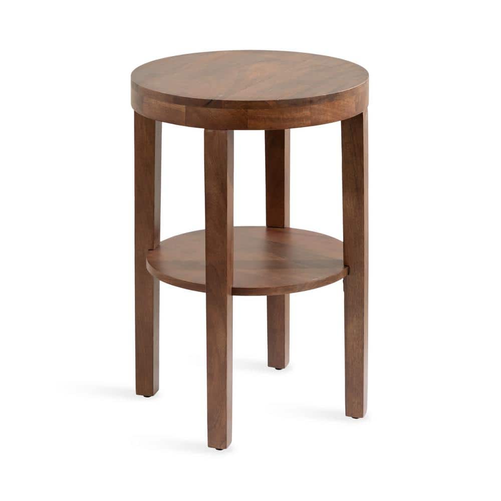 Talcott Round Walnut Brown Solid Mango Wood Side Table