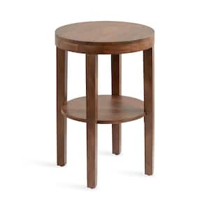 Talcott 16.00 in. Walnut Brown Round Solid Wood End Table