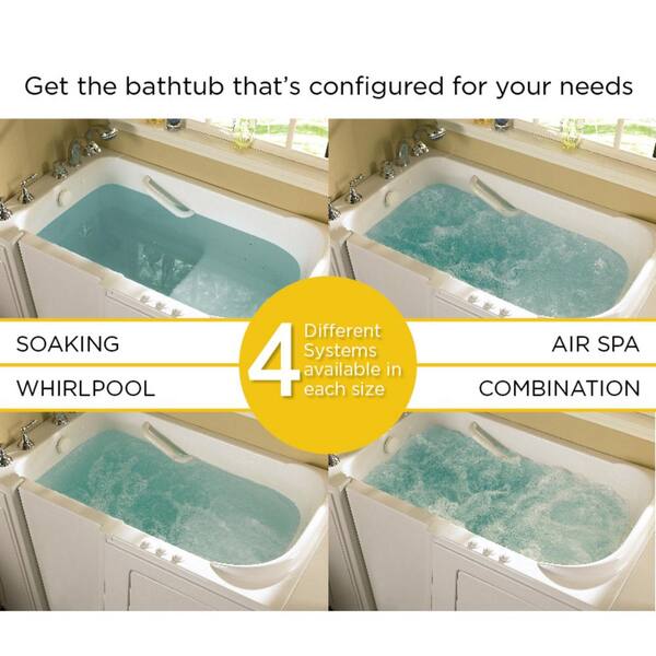 American Standard - Gelcoat Value Series 52 in. x 30 in. Left Hand Walk-In Air Bathtub with Outward Opening Door in Linen